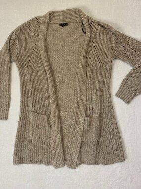 E Hanger M Tan Knit Cardigan Size Small Cozy